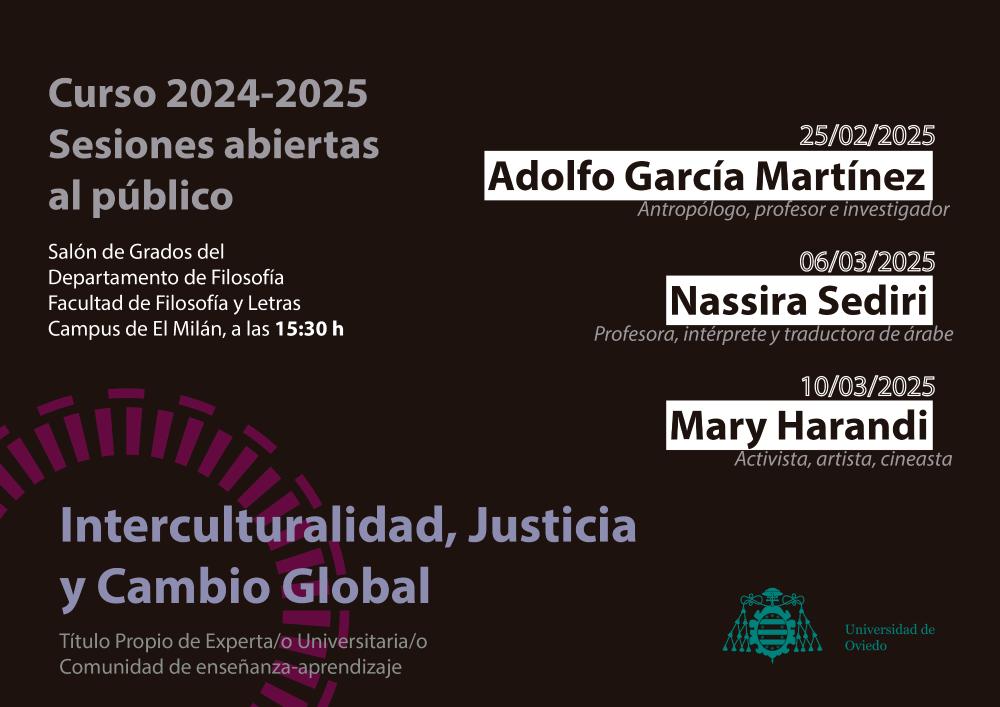 Imagen Sesión abierta al público de Adolfo García Martínez en el marco del curso del Título Propio de Experta/o Universitaria/o en Interculturalidad, Justicia y Cambio Global de la Universidad de Oviedo